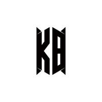 KB Logo monogram with shield shape designs template vector