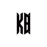 KB Logo monogram with shield shape designs template vector