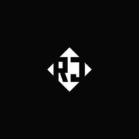 monograma logo diseño con diamante cuadrado forma vector