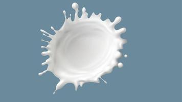 Milk splash or round swirl with drops, realistic vector