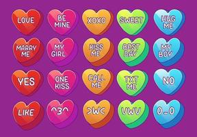 Set of colorful conversation candies on background vector