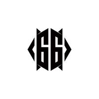 GG Logo monogram with shield shape designs template vector