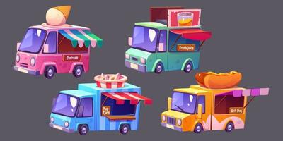 Cartoon food truck. Isolated fastfood van vector