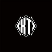 XT Logo monogram with shield shape designs template vector