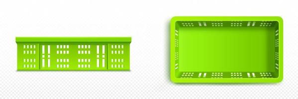 Set of green plastic crates isolated on white vector