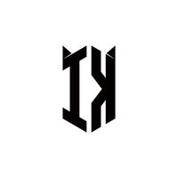 IK Logo monogram with shield shape designs template vector