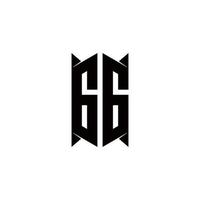 GG Logo monogram with shield shape designs template vector