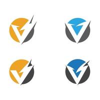 V Letter Lightning Logo Template vector