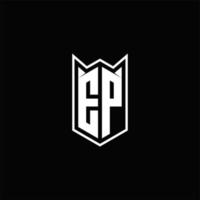 EP Logo monogram with shield shape designs template vector