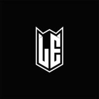 LE Logo monogram with shield shape designs template vector