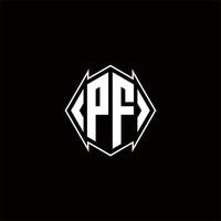 pf logo monograma con proteger forma diseños modelo vector