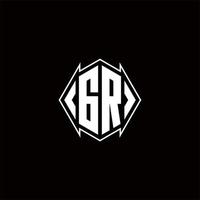 GR Logo monogram with shield shape designs template vector