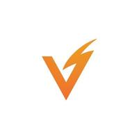 V Letter Lightning Logo Template vector