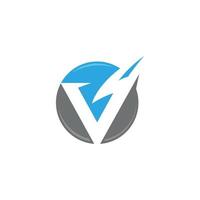 V Letter Lightning Logo Template vector