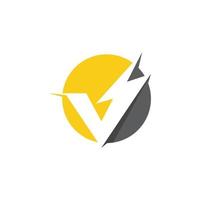 V Letter Lightning Logo Template vector