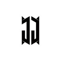 JJ Logo monogram with shield shape designs template vector