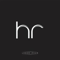 HR Initial Letter Split Lowercase Logo Modern Monogram Template Isolated on Black White vector
