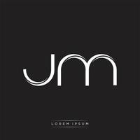 JM Initial Letter Split Lowercase Logo Modern Monogram Template Isolated on Black White vector