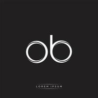 OB Initial Letter Split Lowercase Logo Modern Monogram Template Isolated on Black White vector