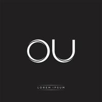 OU Initial Letter Split Lowercase Logo Modern Monogram Template Isolated on Black White vector