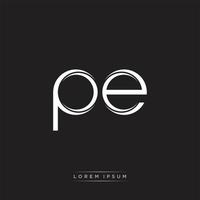 PE Initial Letter Split Lowercase Logo Modern Monogram Template Isolated on Black White vector