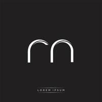 RN Initial Letter Split Lowercase Logo Modern Monogram Template Isolated on Black White vector