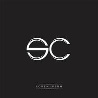 SC Initial Letter Split Lowercase Logo Modern Monogram Template Isolated on Black White vector