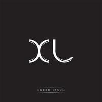 XL Initial Letter Split Lowercase Logo Modern Monogram Template Isolated on Black White vector