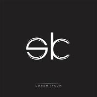 SK Initial Letter Split Lowercase Logo Modern Monogram Template Isolated on Black White vector