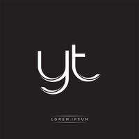 YT Initial Letter Split Lowercase Logo Modern Monogram Template Isolated on Black White vector