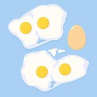 Set of different fried eggs and whole egg vector