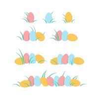 Set of colorful Easter eggs with grass vector