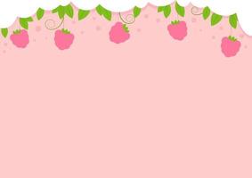 Cute and sweet background with white clouds and raspberries with leaves vector