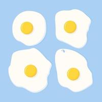 Set of fried eggs on a blue background vector