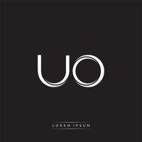 UO Initial Letter Split Lowercase Logo Modern Monogram Template Isolated on Black White vector