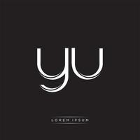 YU Initial Letter Split Lowercase Logo Modern Monogram Template Isolated on Black White vector