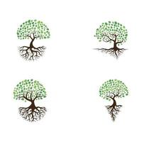 Logos of green Tree leaf ecology vector