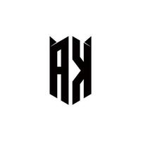 AK Logo monogram with shield shape designs template vector