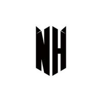 NH Logo monogram with shield shape designs template vector