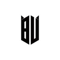 BU Logo monogram with shield shape designs template vector