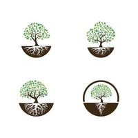 Logos of green Tree leaf ecology vector