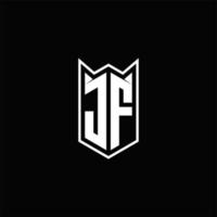 JF Logo monogram with shield shape designs template vector