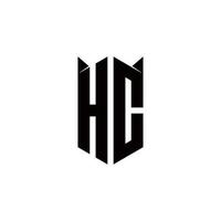 HC Logo monogram with shield shape designs template vector