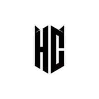 HC Logo monogram with shield shape designs template vector