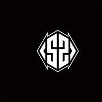 SZ Logo monogram with shield shape designs template vector