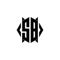 SB Logo monogram with shield shape designs template vector