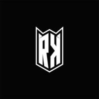 RK Logo monogram with shield shape designs template vector