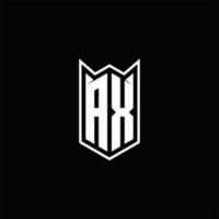 AX Logo monogram with shield shape designs template vector