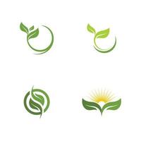 logotipos de la ecología de la hoja del árbol verde vector