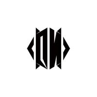 QN Logo monogram with shield shape designs template vector